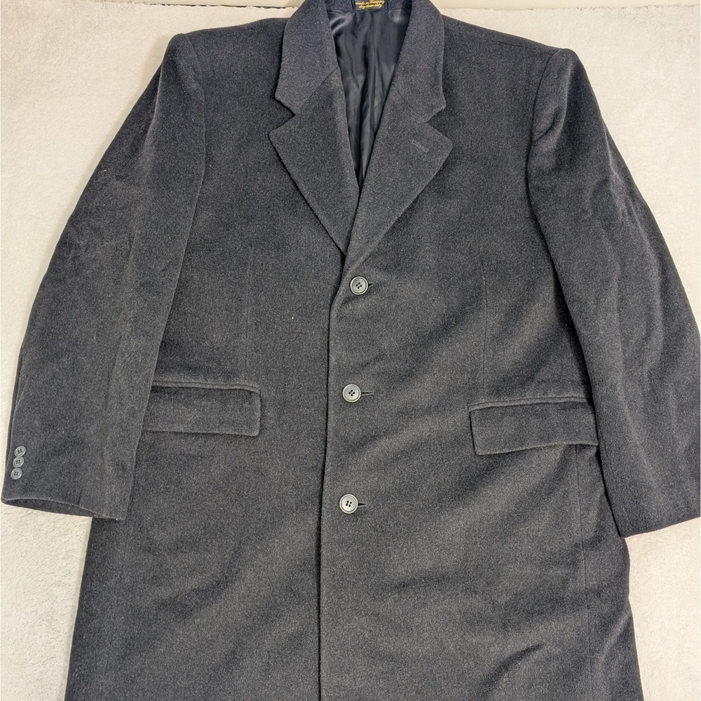 Roberto Vasalli Men's Black 46 Wool Cashmere 3 Button Trench Coat Single‎ Vent
